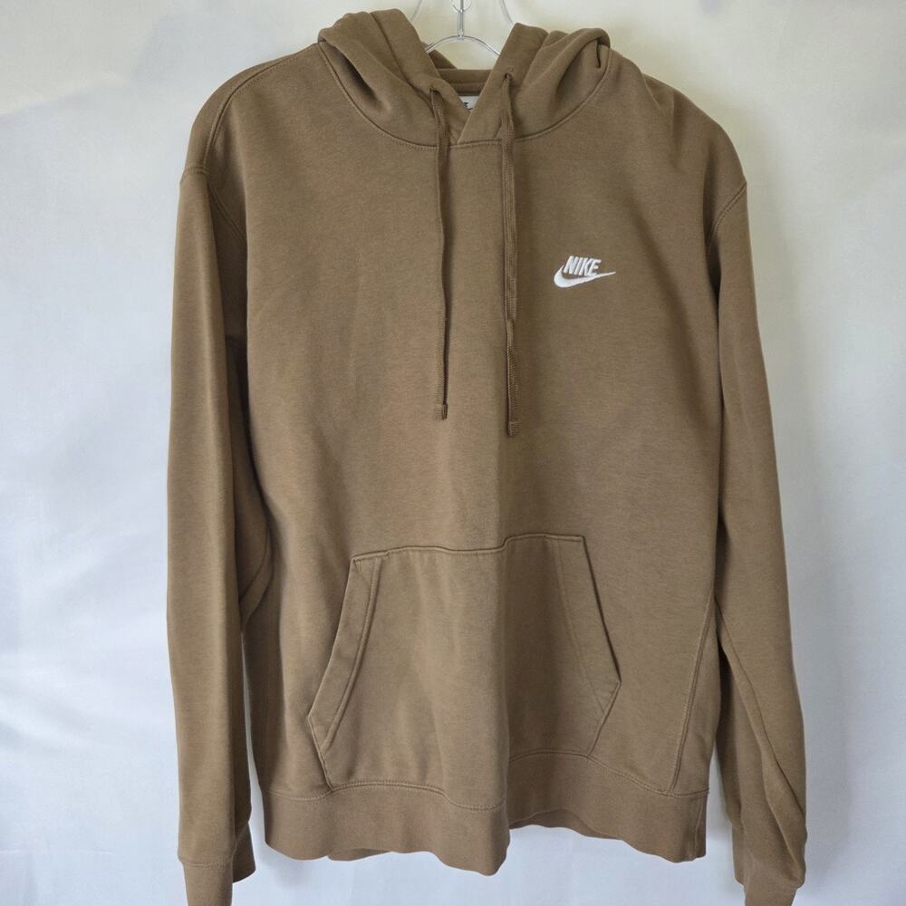 Nike Hoodie Men's Large Dark Driftwood Club Fleece Pullover Excellent Condition